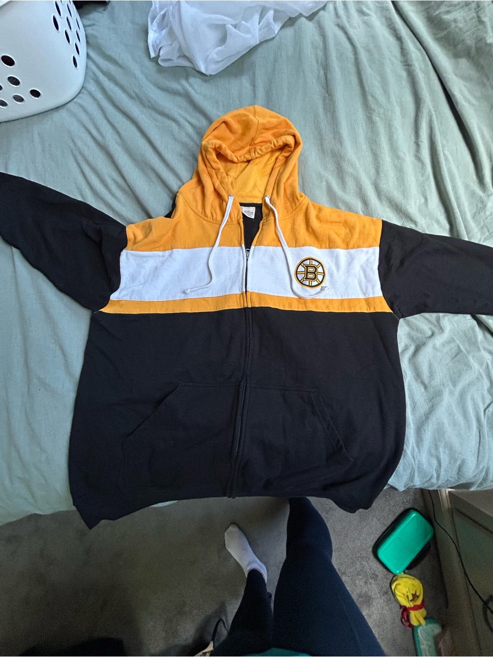 Fanatics Boston Pastrnak Bruins Colorblock Zip Hoodie - Black, Gold, White